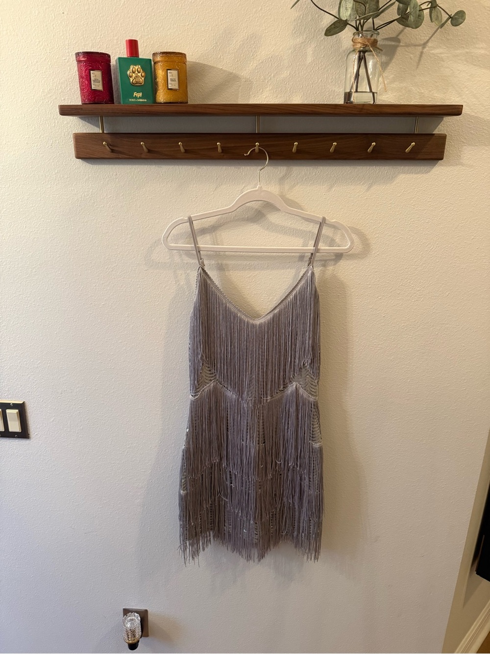 Lulu's Silver Fringe Slip Mini Dress
